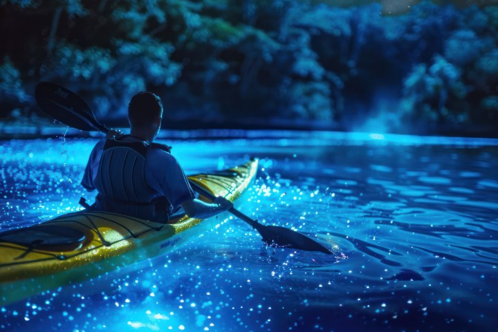 a man in a pool of water